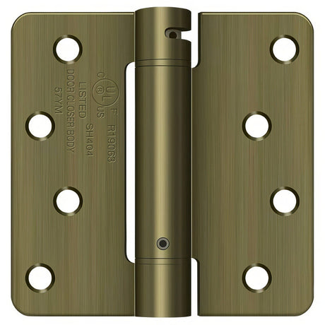 Deltana DSH4R45 antique brass spring hinge