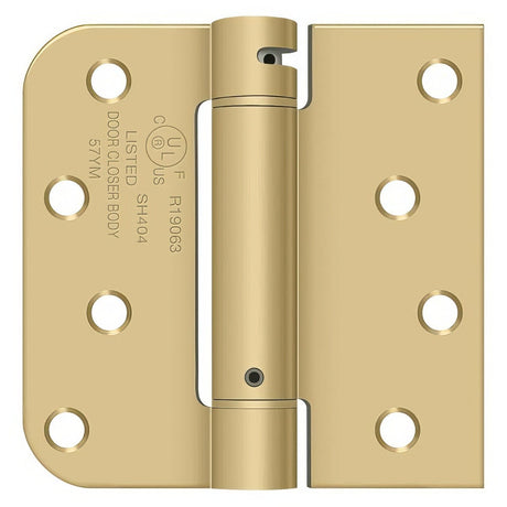 Deltana DSH4R5TT4 spring hinge in polished brass, additional view