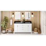 Jeffrey Alexander Theodora 60" White Double Sink Bathroom Vanity with Black Granite Top - 8 in. Widespread Faucet Top