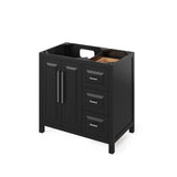 Jeffrey Alexander Cade 36" Black Single Sink Bathroom Vanity with Black Granite Top - 8 in. Widespread Faucet Top product image 3