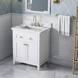 Jeffrey Alexander Chatham 30" White Single Sink Bathroom Vanity with Calacatta Vienna Quartz Top - 8 in. Widespread Faucet Top product image 2