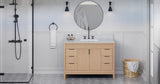 Jeffrey Alexander Theodora 48" Natural Oak Single Sink Bathroom Vanity with White Carrara Marble Top - 8 in. Widespread Faucet Top product image 6