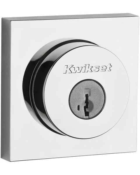 Kwikset 982SQT Single Cylinder Halifax Square Rose Deadbolt SmartKey in Satin Chrome