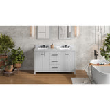 Jeffrey Alexander Katara 60" Grey Double Sink Bathroom Vanity with White Carrara Marble Top - 8 in. Widespread Faucet Top