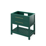 Jeffrey Alexander Wavecrest 36" Green Single Sink Bathroom Vanity with White Carrara Marble Top - 8 in. Widespread Faucet Top product image 3