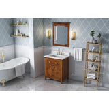 Jeffrey Alexander Chatham 30" Chocolate Single Sink Bathroom Vanity with Calacatta Vienna Quartz Top - 8 in. Widespread Faucet Top