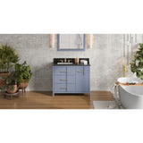 Jeffrey Alexander Katara 42" Blue Steel Single Sink Bathroom Vanity with Black Granite Top - 8 in. Widespread Faucet Top