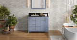 Jeffrey Alexander Katara 42" Blue Steel Single Sink Bathroom Vanity with Black Granite Top - 8 in. Widespread Faucet Top product image 6