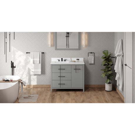 Jeffrey Alexander Katara 42" Grey Single Sink Bathroom Vanity with White Quartz Top - 8 in. Widespread Faucet Top