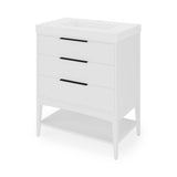 Jeffrey Alexander Gardner 31" White Single Sink Bathroom Vanity with White Resin Top - Single-Hole Faucet Top - VKGAR30WHWDWHRE