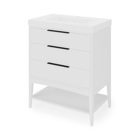 Jeffrey Alexander Gardner 31" White Single Sink Bathroom Vanity with White Resin Top - Single-Hole Faucet Top - VKGAR30WHWDWHRE