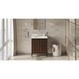 Jeffrey Alexander Percival 30" Dark Walnut Single Sink Bathroom Vanity with White Quartz Top - 8 in. Widespread Faucet Top - VKITPER30DWWQR