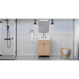 Jeffrey Alexander Theodora 24" Natural Oak Single Sink Bathroom Vanity with White Quartz Top - 8 in. Widespread Faucet Top - VKITTHE24NOWQR