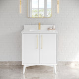 Jeffrey Alexander Dashwood White Single Sink Bathroom Vanity with White Quartz Top - Single-Hole Faucet Top - VKITDAS30WHWQR1