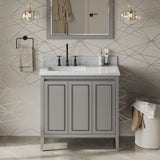 Jeffrey Alexander Percival 36" Grey Single Sink Bathroom Vanity with White Carrara Marble Top - 8 in. Widespread Faucet Top product image 2