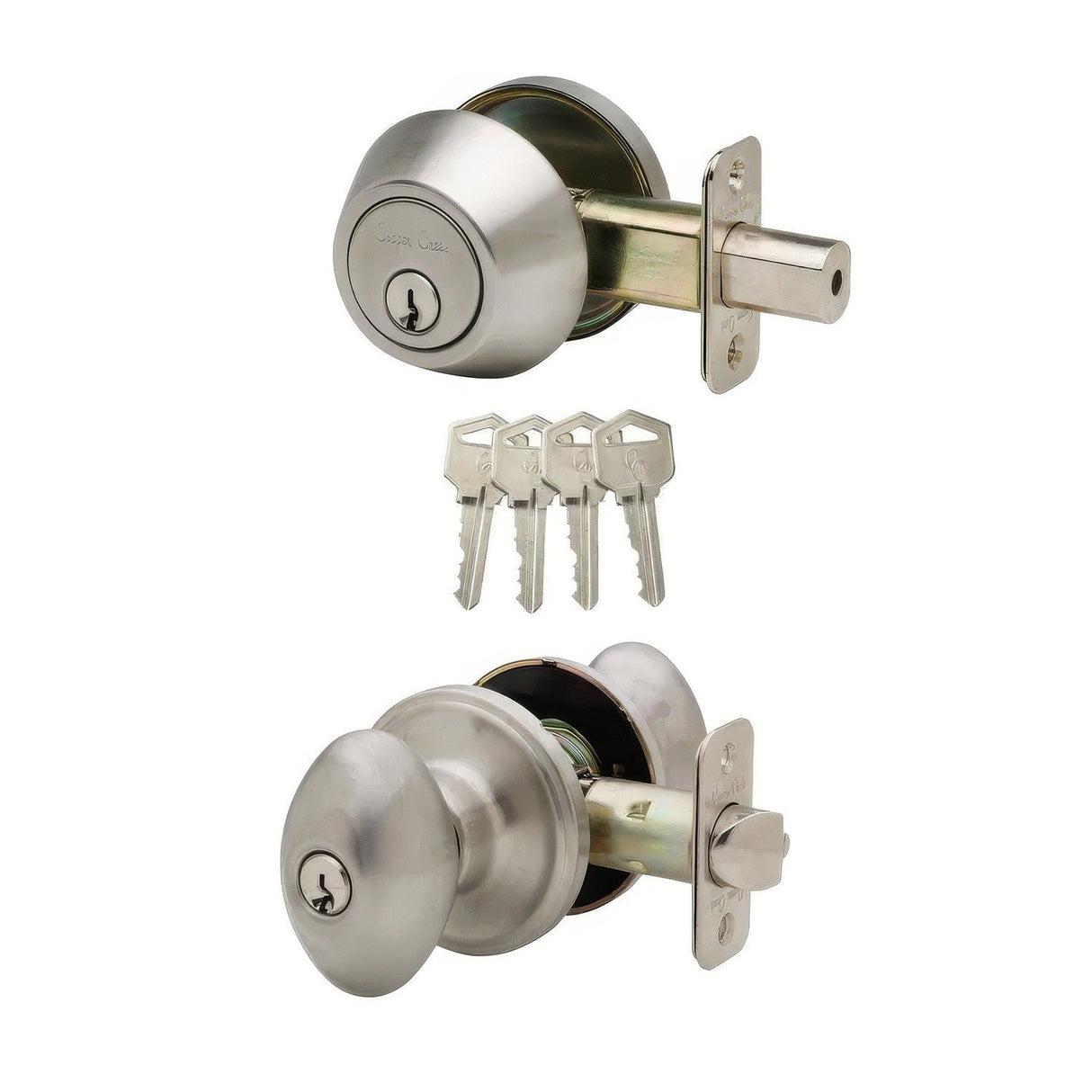 Copper Creek EKDB141SS satin stainless keyless electronic deadbolt and door knob