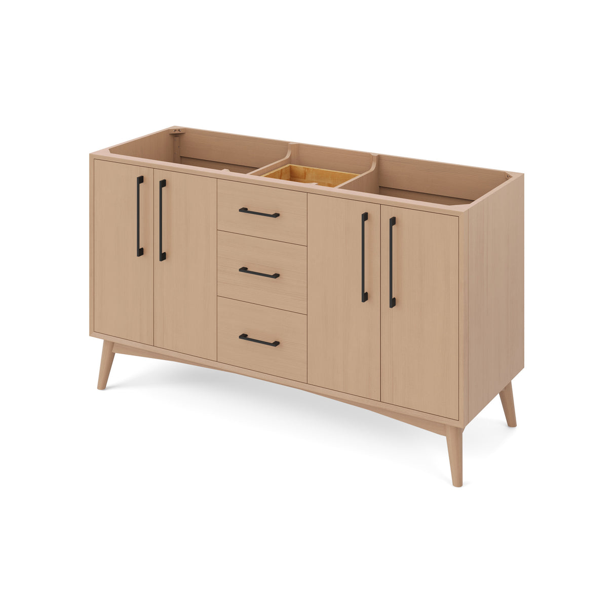 Jeffrey Alexander Dashwood 60" Natural Oak Double Sink Bathroom Vanity with Grey Quartz Top - 8 in. Widespread Faucet Top product image 2