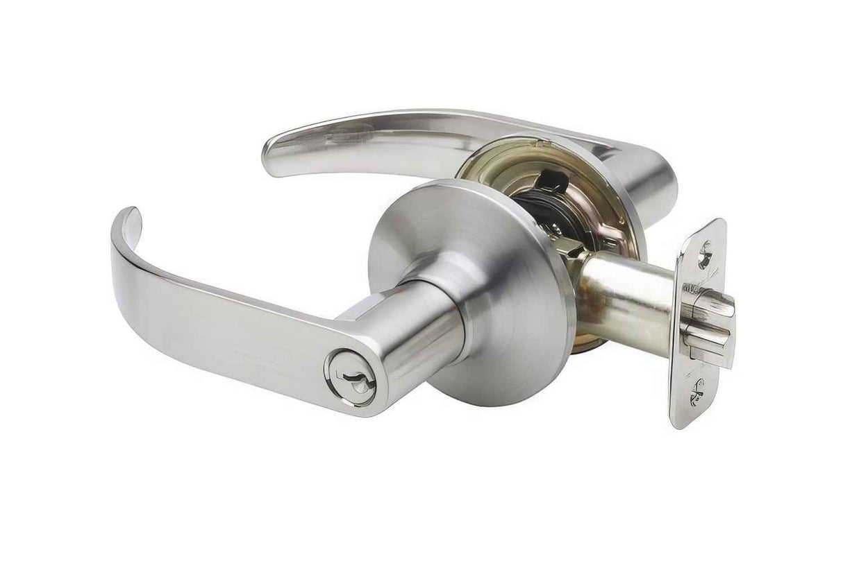 Copper Creek EL6250SS satin stainless storeroom keyed door lever
