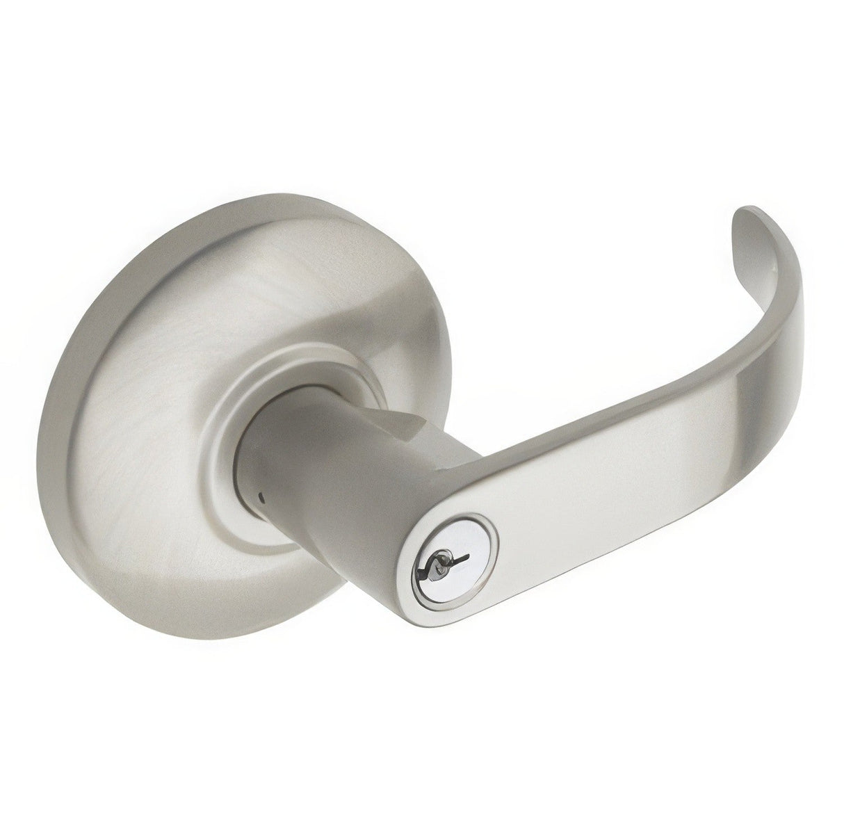 Copper Creek EL9040SS Bulldog Exit Device storeroom - exterior trim in polished brass, additional view