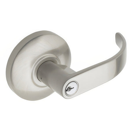 Copper Creek EL9050SS Bulldog Exit Device storeroom - exterior trim in polished brass, additional view