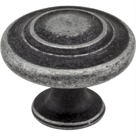 Elements 107ASM 107 Arcadia 1-5/16" Zinc Cabinet Knob Distressed Antique Silver