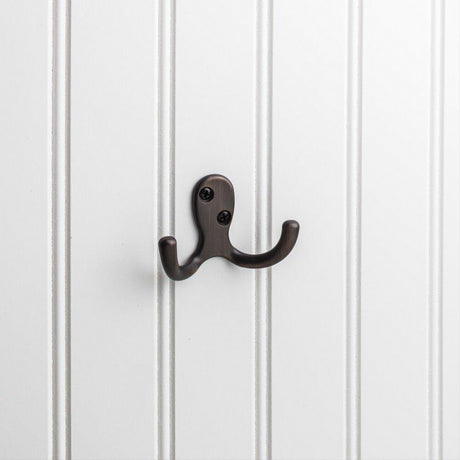 Elements YD15-187DBAC 1-7/8" Double Zinc Wall Mount Coat Hook Brushed Oil Rubbed Bronze