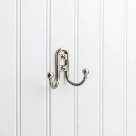 Elements YD25-256SN 2-9/16" Double Zinc Wall Mount Coat Hook Satin Nickel
