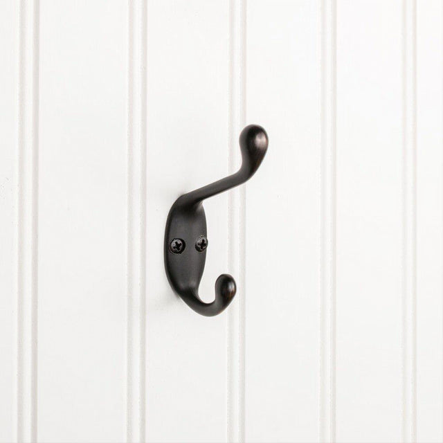 Elements YD40-337DBAC 3-3/8" Double Zinc Wall Mount Coat Hook Brushed Oil Rubbed Bronze