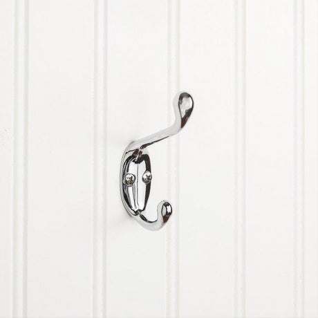 Elements YD40-337PC 3-3/8" Double Zinc Wall Mount Coat Hook Polished Chrome