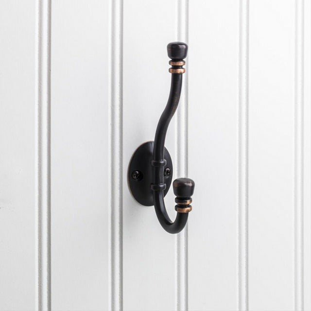 Elements YD50-518DBAC 5-3/16" Double Zinc Wall Mount Decorative Coat Hook Brushed Oil Rubbed Bronze
