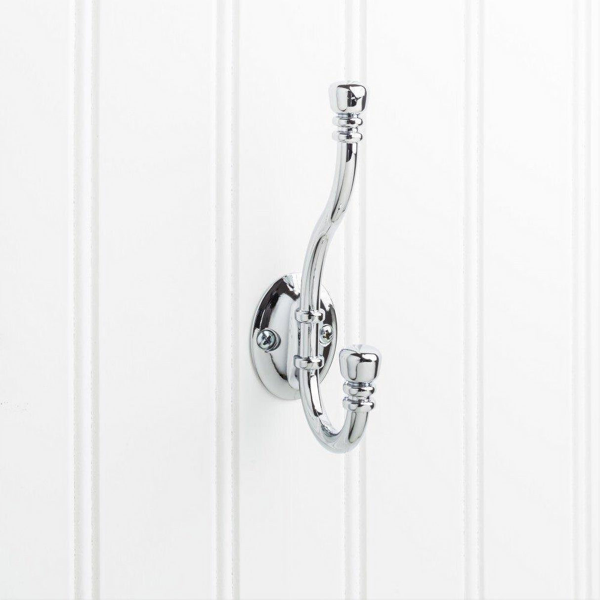 Elements YD50-518PC 5-3/16" Double Zinc Wall Mount Decorative Coat Hook Polished Chrome