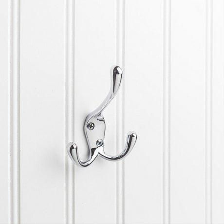 Elements YT40-400PC 4" Triple Zinc Wall Mount Coat Hook Polished Chrome
