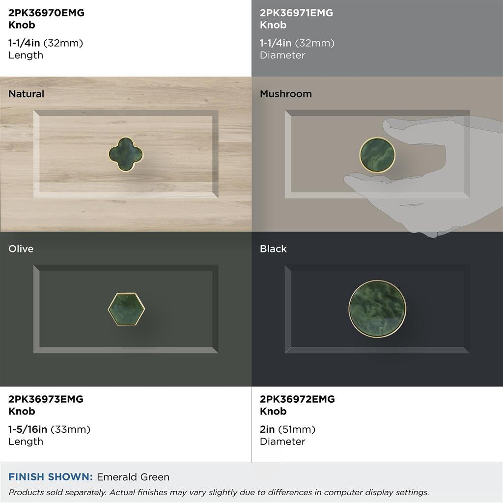 Amerock 2PK36971EMG Accents Gold/Emerald Green Knob product details