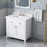Jeffrey Alexander Chatham 36" White Single Sink Bathroom Vanity with White Carrara Marble Top - 8 in. Widespread Faucet Top product image 2