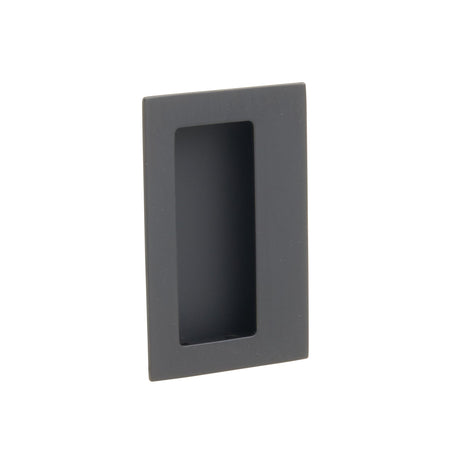 Emtek 2-1/2" x 4" Rectangular Flush Pull with Offset Pocket in Flat Black