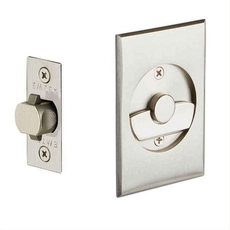Emtek 2015US15 Privacy Pocket Door Tubular Lock with Privacy Strike Plate and Dust Box Satin Nickel