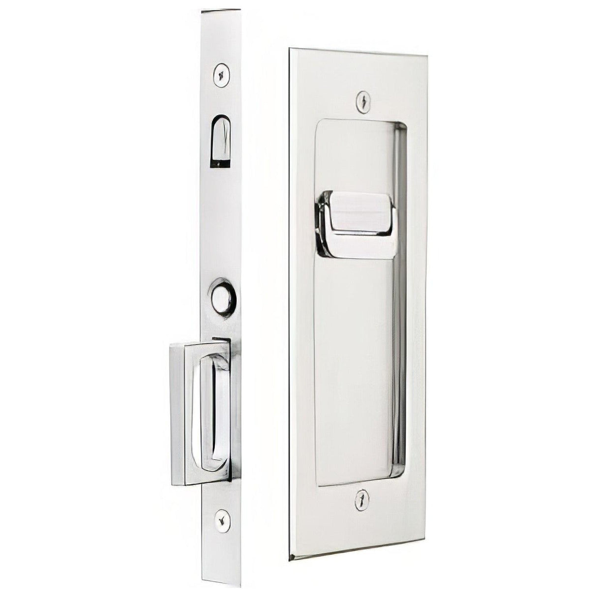Emtek 2115US15138 2115US138 Modern Rectangular Privacy Pocket Door Mortise Lock for 1-3/8 Inch Satin Nickel