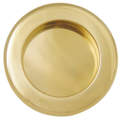 Emtek 2211US3 Inch Diameter Round Flush Door Pull Polished Brass