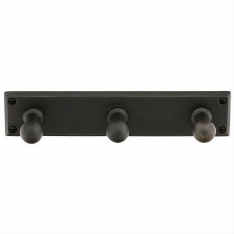 Emtek 2307MB Sandcast Bronze 12" Triple Robe Hook Medium Bronze