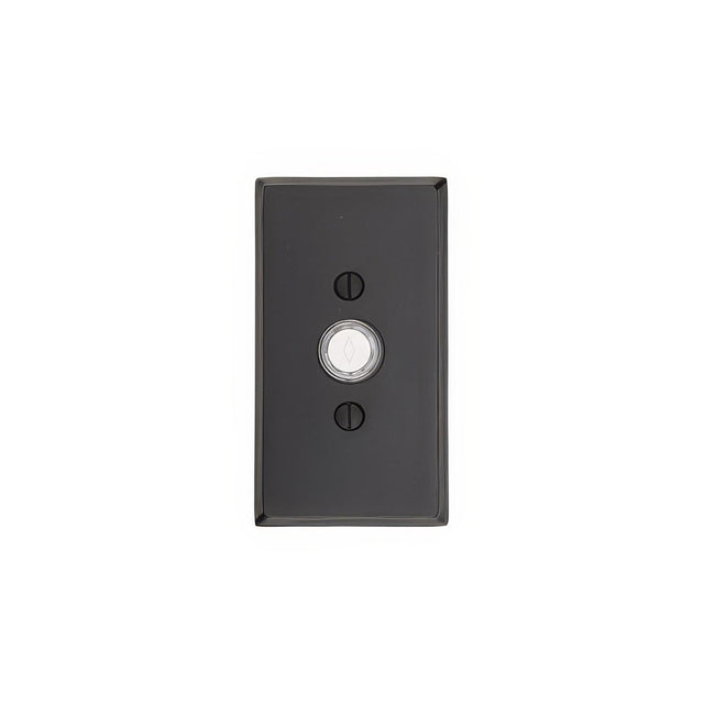 Emtek 2423FB Sandcast Bronze 4-1/2" Height Rectangular Style Bronze Lighted Doorbell Rosette Flat Black