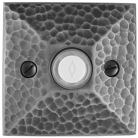 Emtek 2452US19 2452 Arts and Crafts 2-3/4" Height Hammered Style Brass Lighted Doorbell Rosette Flat Black