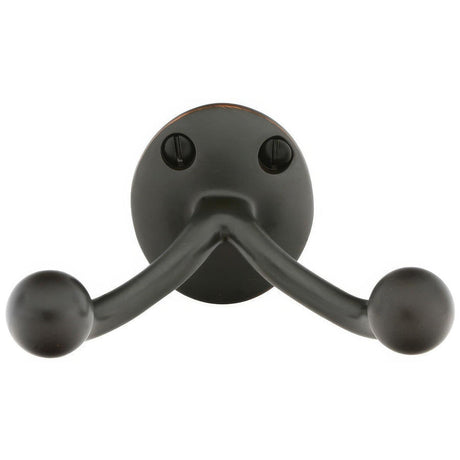 Emtek 2607US10B 2607 Solid Brass Double Robe Hook with 2.125" Projection Oil Rubbed Bronze