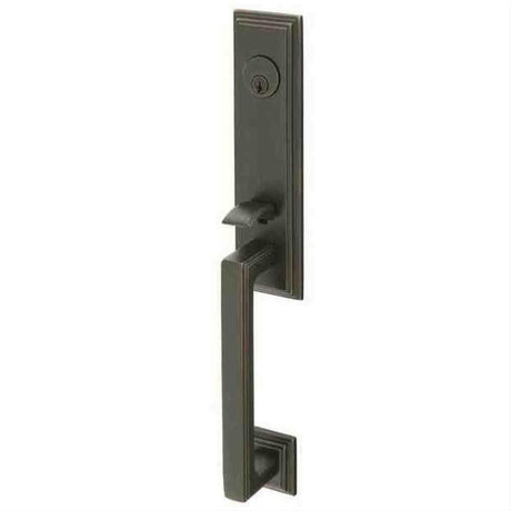Emtek 4211MUS10BLH Lever Left Hand 2-3/8" and 2-3/4" Backset Single Cylinder Wilshire Tubular Handleset Oil Rubbed Bronze