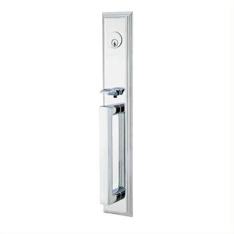 Emtek 4212HLOUS19XUS14RH 4212HLOUS Lever RH Melrose Single Cylinder Tubular Handleset Flat Black by Polished Nickel Lifetime