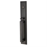 Emtek 4212MUS15AXUS19RH Lever Right Hand 2-3/8" and 2-3/4" Backset Single Cylinder Melrose Tubular Handleset Pewter by Flat Black