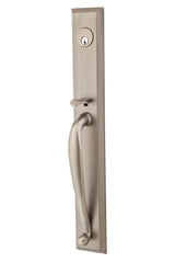 Emtek 4415CUS15ARH Lever Right Hand 2-3/8" and 2-3/4" Backset Single Cylinder Jefferson Tubular Handleset Pewter