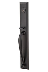 Emtek 4415CUS19RH Lever Right Hand 2-3/8" and 2-3/4" Backset Single Cylinder Jefferson Tubular Handleset Flat Black