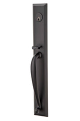 Emtek 4415OTUS19 Town Glass Knob 2-3/8" and 2-3/4" Backset Single Cylinder Jefferson Tubular Handleset - Reversible Flat Black