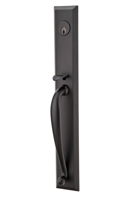 Emtek 4415OTUS19 Town Glass Knob 2-3/8" and 2-3/4" Backset Single Cylinder Jefferson Tubular Handleset - Reversible Flat Black