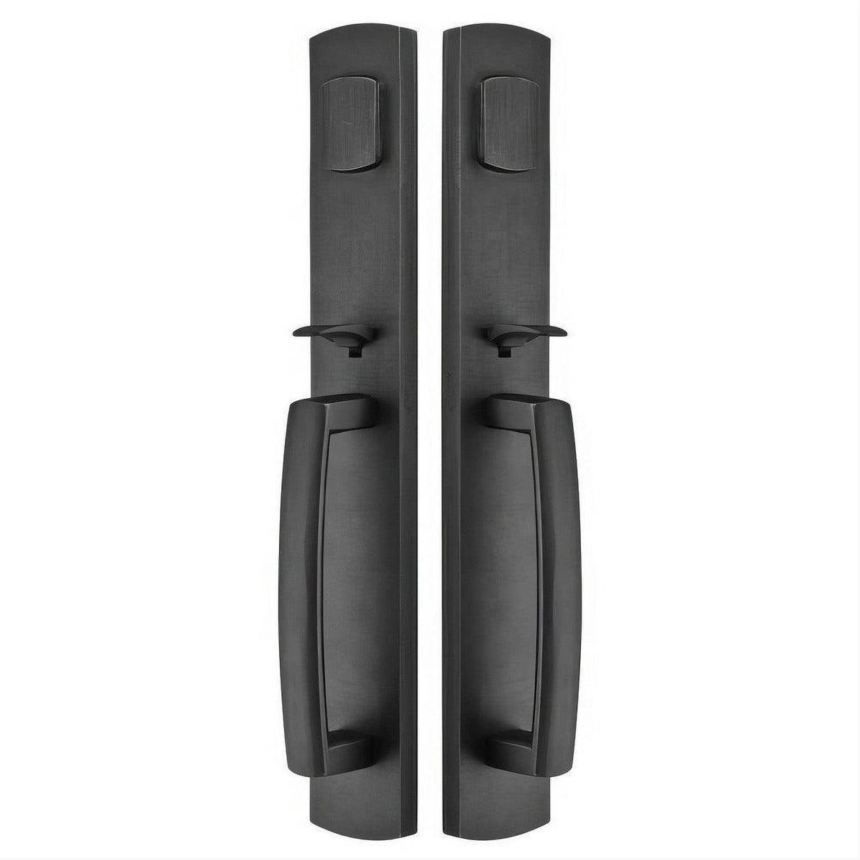 Emtek 453929FB Brighton Single Cylinder Keyed Entry Rustic Modern Bronze Grip by Grip Handleset Flat Black